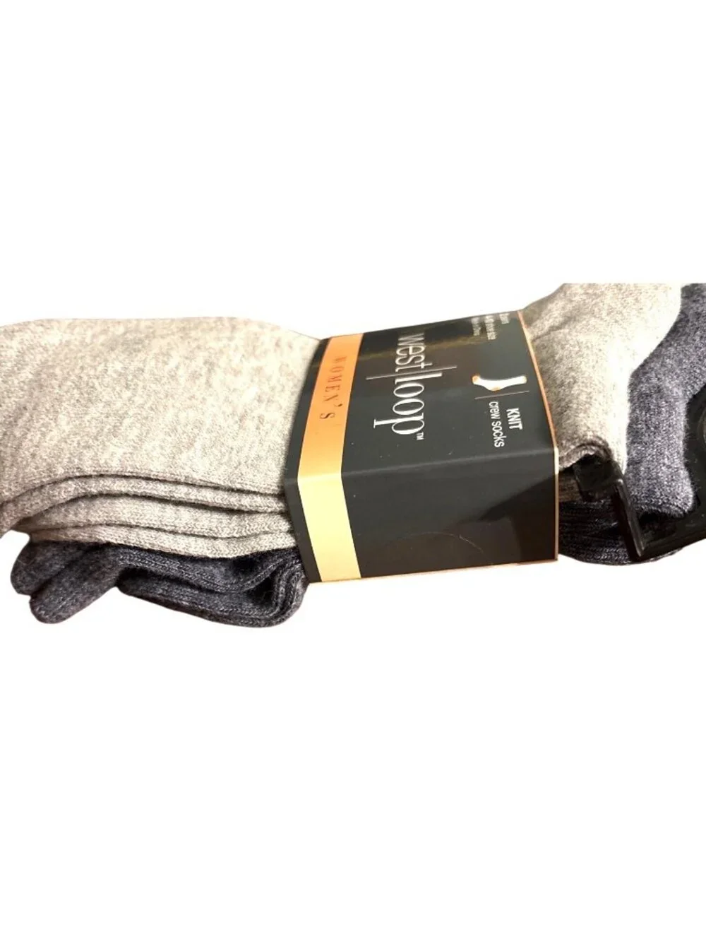 Womens West Loop Knit Crew Socks 2 Pairs Shoe Size 4-10 Gray NWT